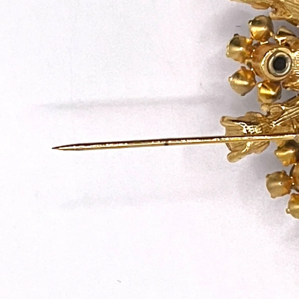 Vintage Pale Pink Deep Purple Rhinestone Sunburst Pin Brooch